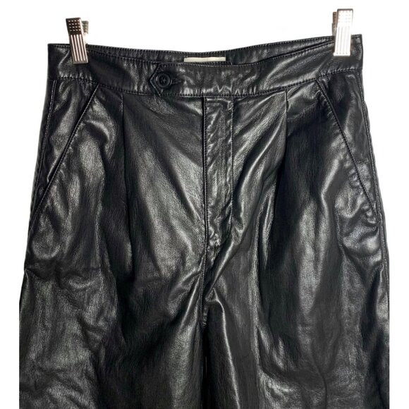 JOIE Black Faux-Leather High-Rise Lined Crop-Length Women's Pants Size 4 - Picture 3 of 8